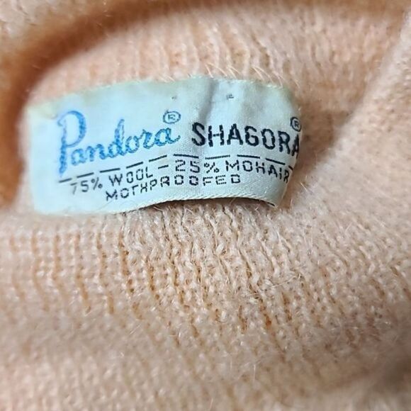 Vintage 1950's Pandira Shagora Wool Mohair Orange Mock Neck Sweater Small - Picture 5 of 11